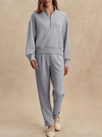 Quarter-zip Sweatshirt Wide-leg Pants Set (15)