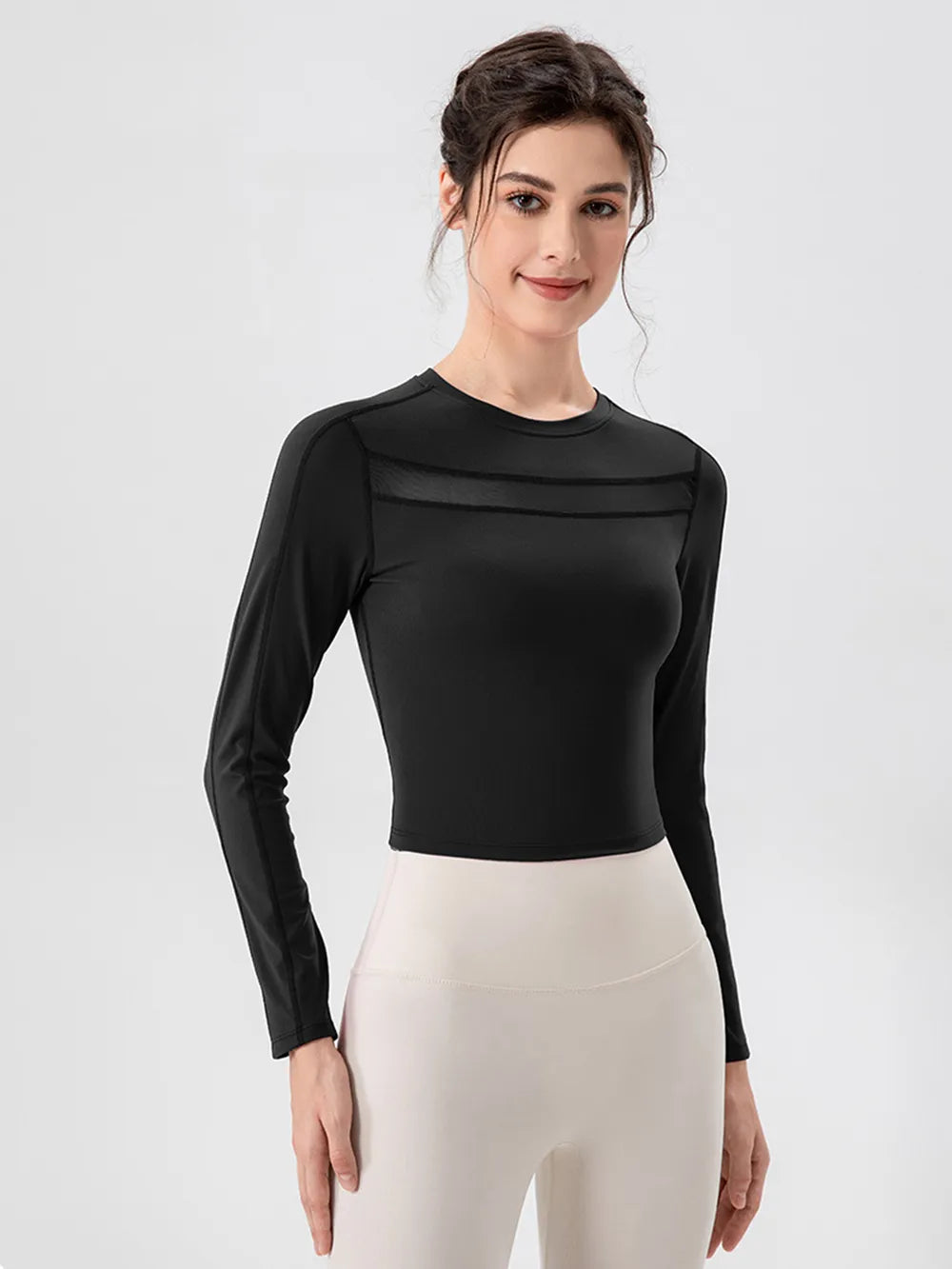 Round Neck Long Sleeve Active T-shirt (5)