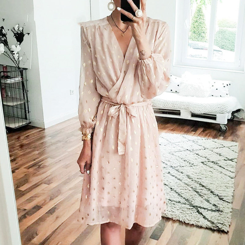 Lantern Sleeve Belt Midi Dress photo 4