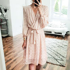 Lantern Sleeve Belt Midi Dress photo 4