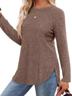 Ribbed Knit Long Sleeve T-shirt (23)
