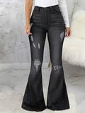 Full Size Distressed Raw Hem Flare Jeans Plus (7)