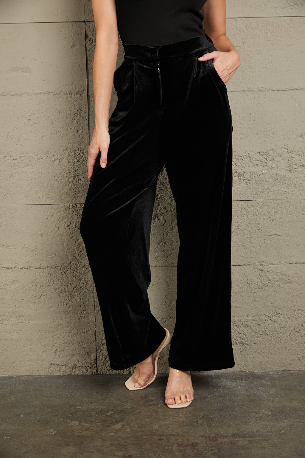 Loose Fit High Waist Long Pants Pockets