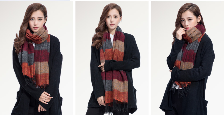 Cashmere Striped Checked Shawl photo 3