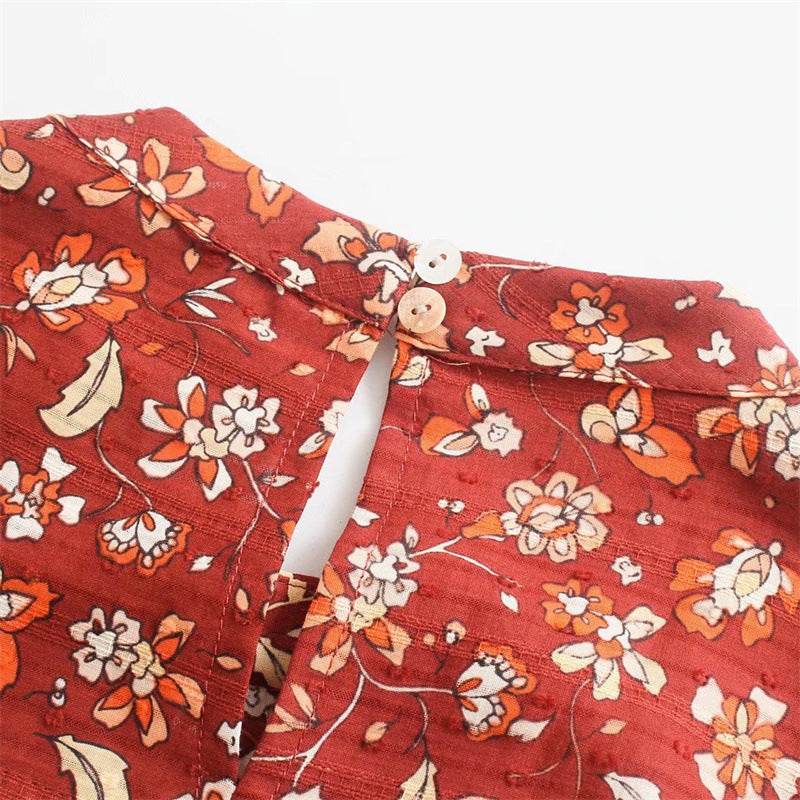 Printed Long Sleeve High Waist Dress photo 6