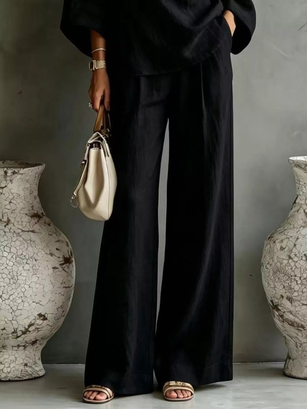 One Shoulder Top Wide Leg Pants Set (6)