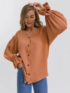 Button Up Flounce Sleeve Shirt (2)