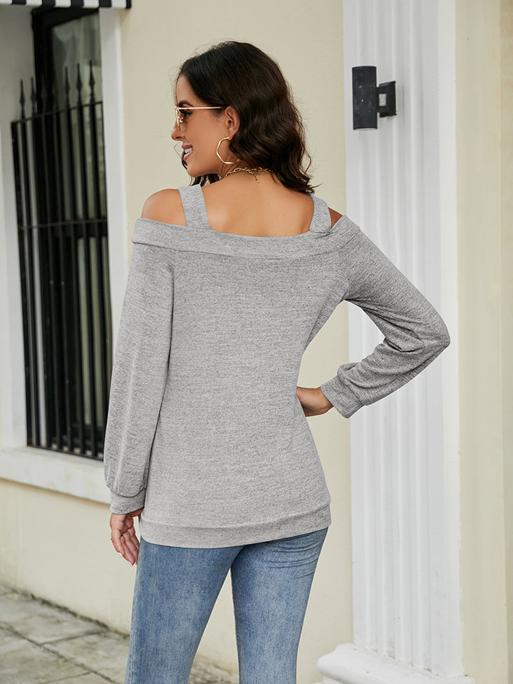 Cold Shoulder Cutout Square Neck Blouse (2)