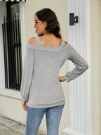Cold Shoulder Cutout Square Neck Blouse (2)