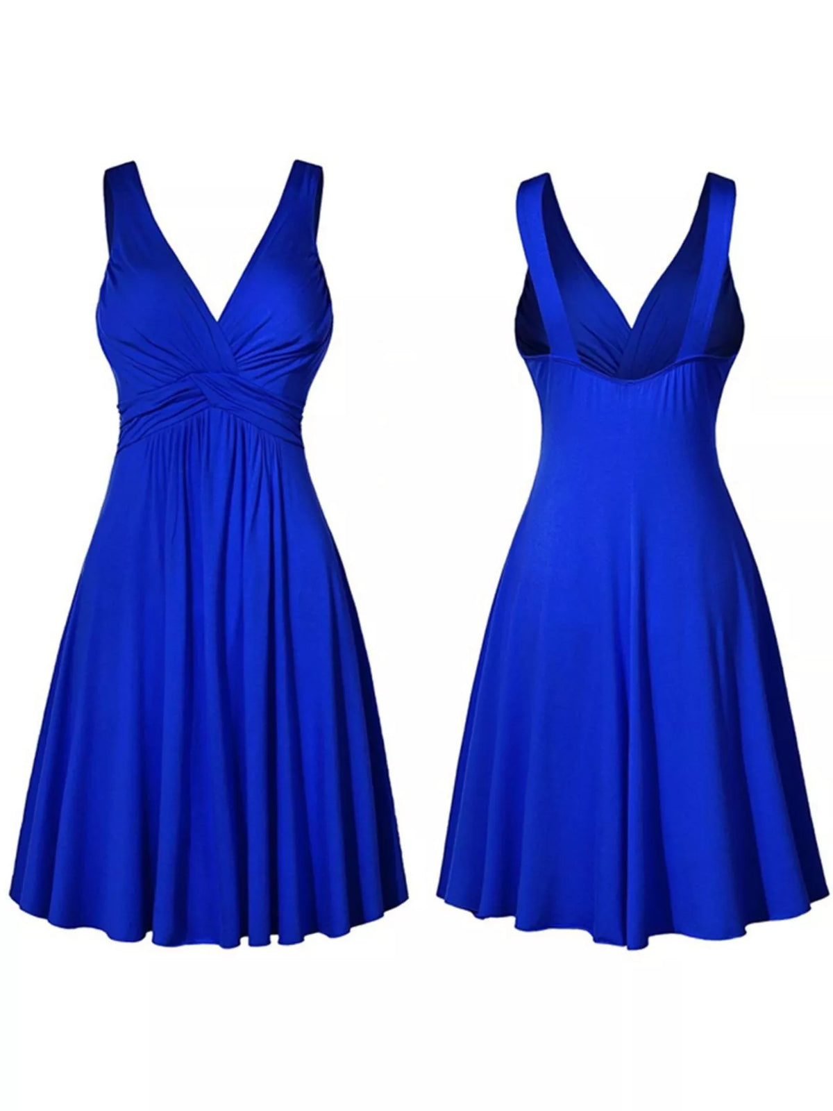 Full Size Twisted Sleeveless Ruched Waist A-line Dress Plus (11)