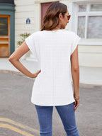 Textured Round Neck Cap Sleeve T-shirt (24)