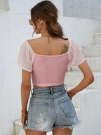 Drawstring Short Sleeve Crop Top (14)