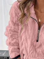 Full Size Sherpa Half Zip Sweatshirt Plus (20)