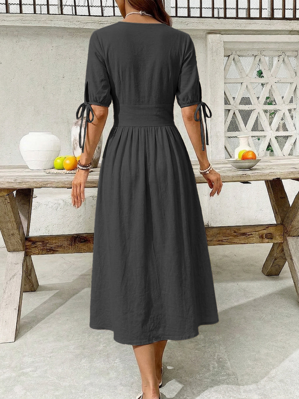 Button-down Short Sleeve Midi Dress (10)