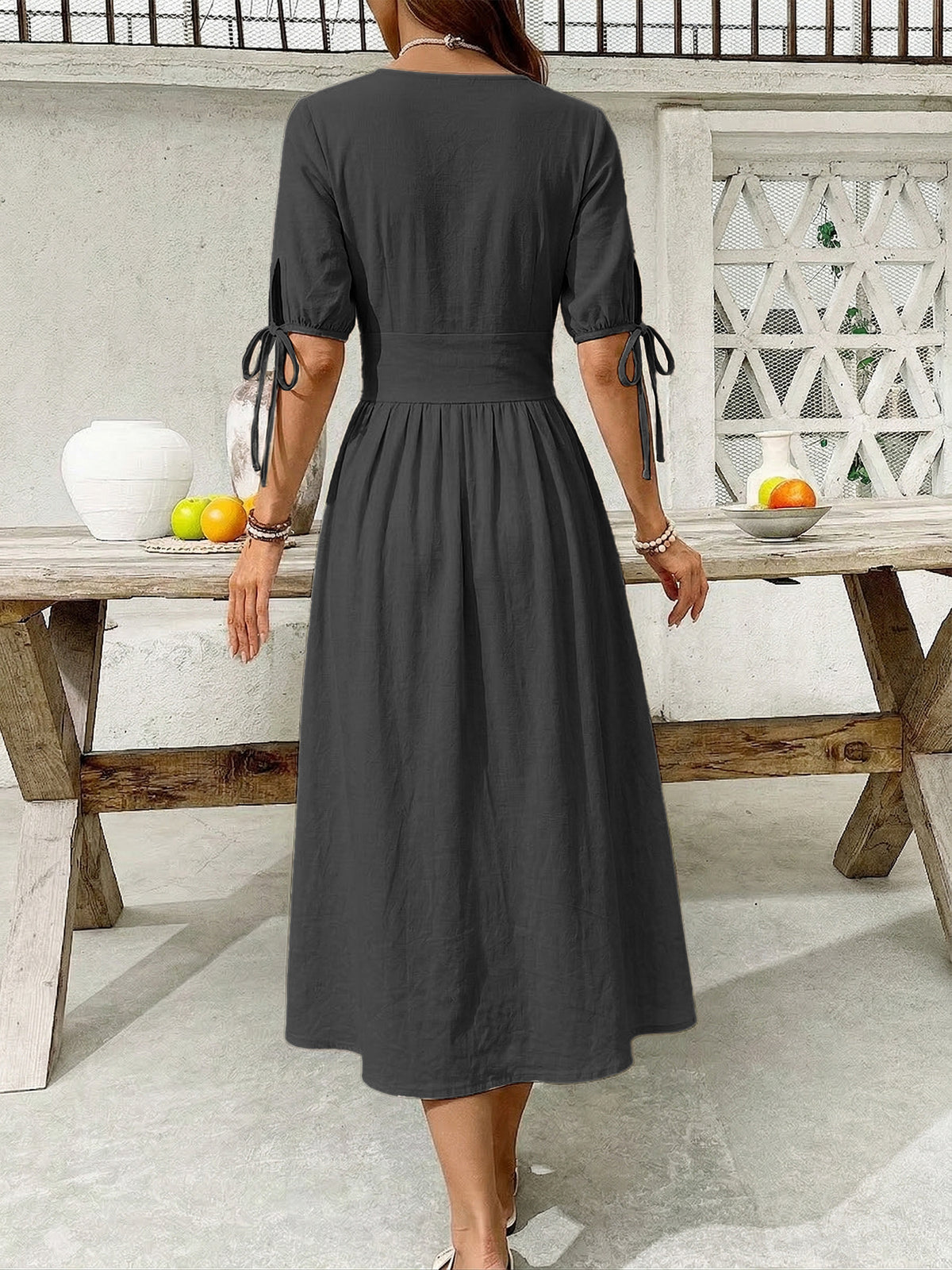 Button-down Short Sleeve Midi Dress (10)