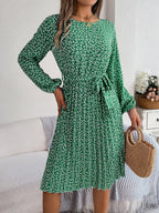Ditsy Floral Tie Waist Pleated Dress (26)