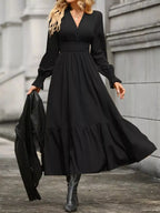 Surplice Long Sleeve Tiered Midi Dress (12)