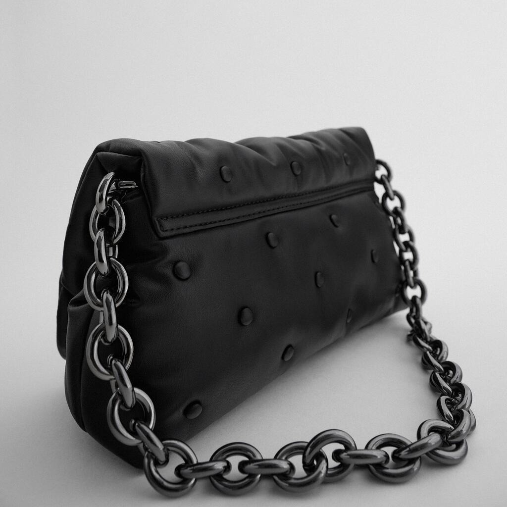 Blue Oversized Denim Quilted Shoulder Messenger Bag Chain photo 3