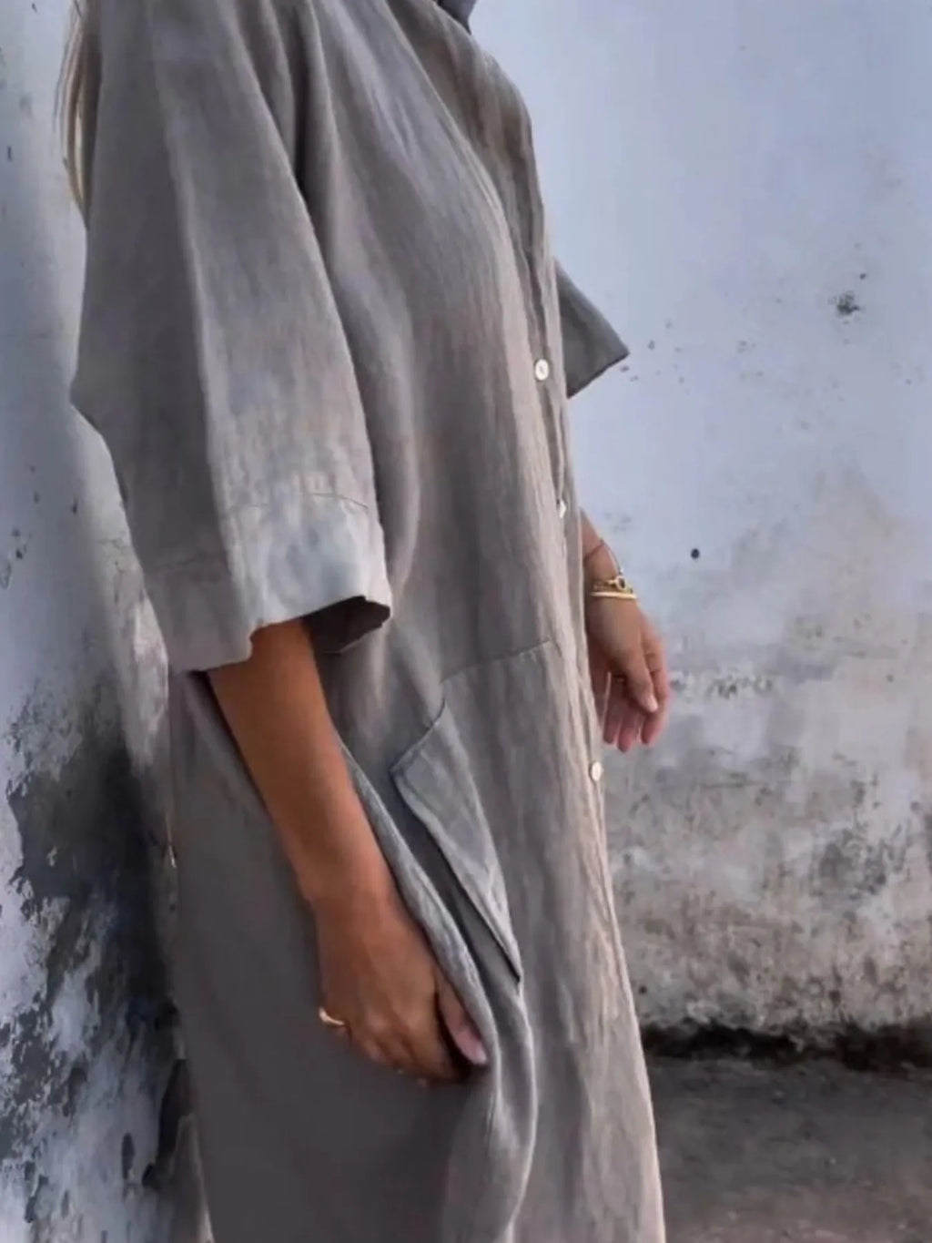 Full Size Casual Linen Button-down Shirt Dress Plus (3)