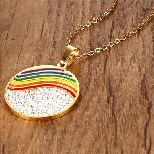 Lgbt Six-color Rainbow Titanium Steel Pendant Necklace photo 3