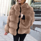 Faux Fur Stitching Jacket variant CJNSWTFP00113-Khaki-L|CJNSWTFP00113-Khaki-M|CJNSWTFP00113-Khaki-4XL|CJNSWTFP00113-Khaki-S|CJNSWTFP00113-Khaki-XXL|CJNSWTFP00113-Khaki-3XL|CJNSWTFP00113-Khaki-XL
