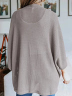 Full Size Open Front Waffle Knit Cardigan Plus (26)