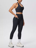 Halter Neck Crop Top High-waisted Leggings Active Set (11)