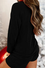 Merry Round Neck Long Sleeve Top Shorts Lounge Set (15)