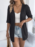 Openwork Open Front Half Sleeve Cardigan (14)