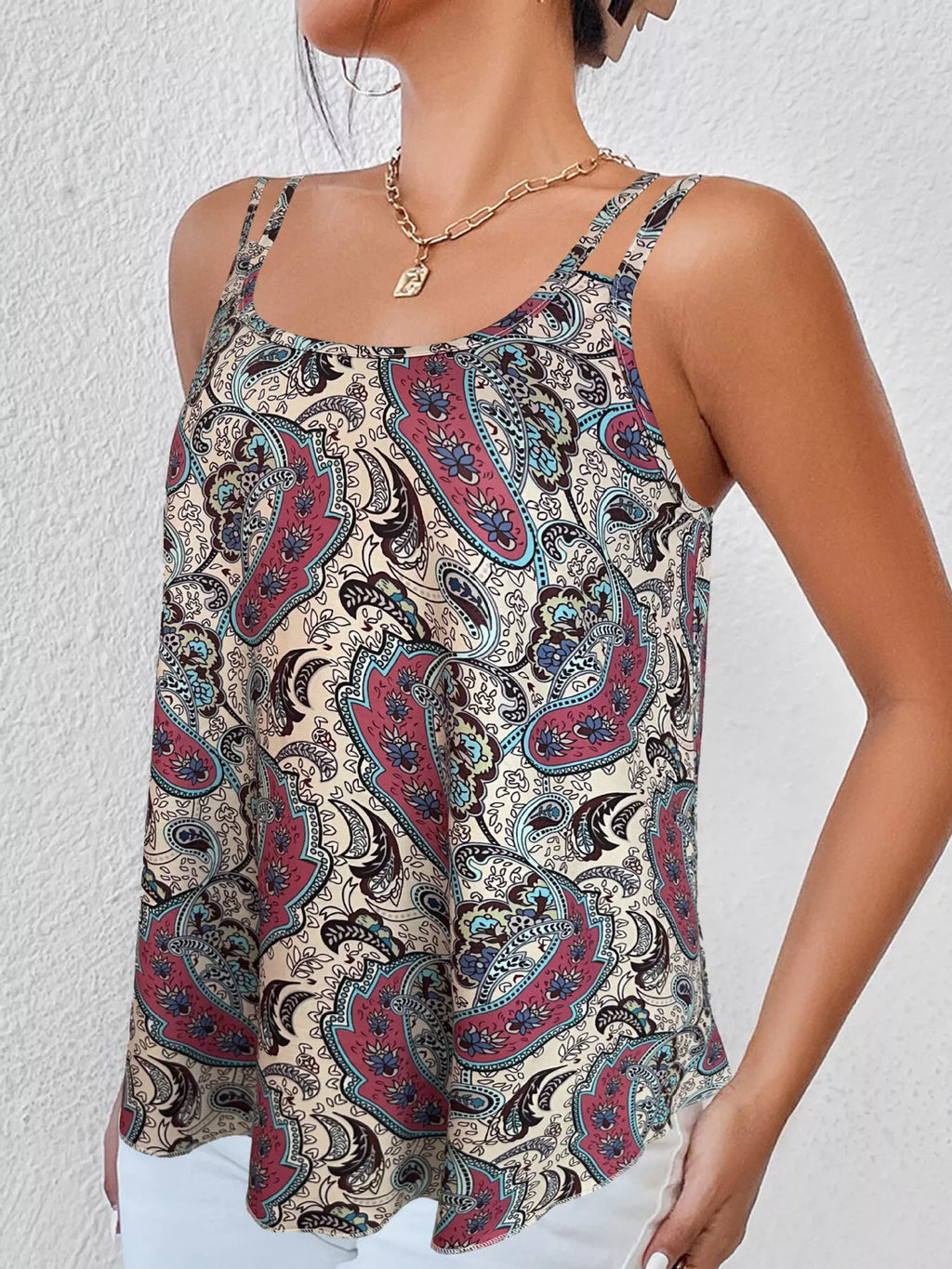 Paisley Print Round Neck Tank (5)
