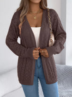 Openwork Open-front Long Sleeve Cardigan (9)