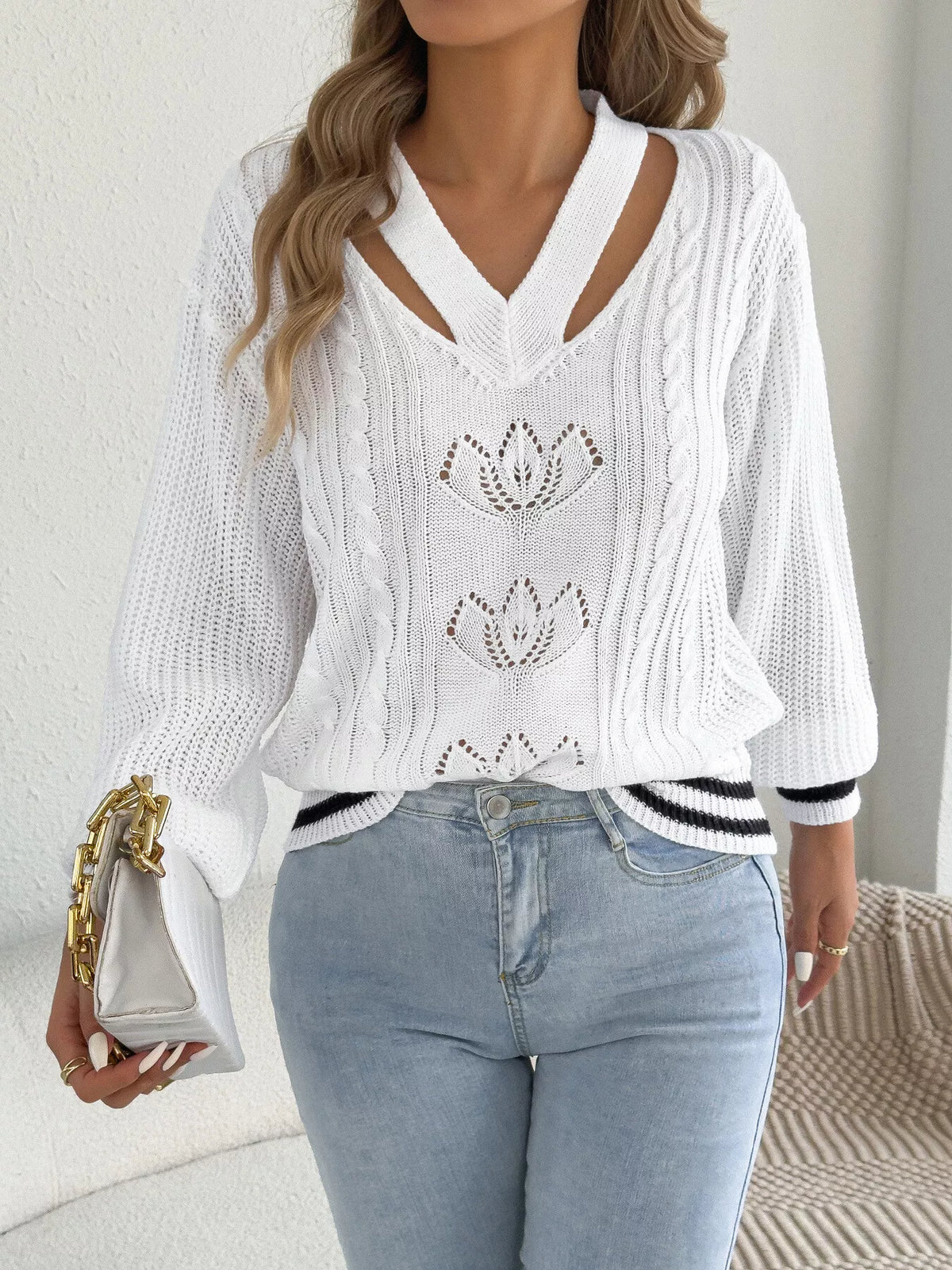 Cutout Cable Knit Sweater (15)
