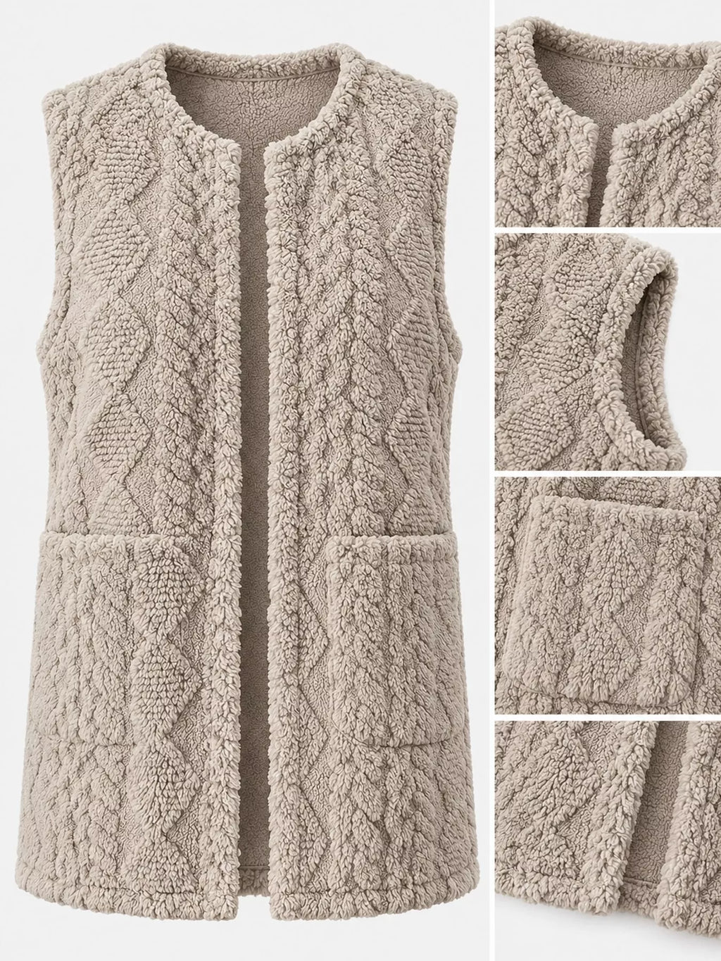 Sherpa Open Front Vest Coat (6)