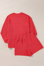 Merry Round Neck Long Sleeve Top Shorts Lounge Set (7)
