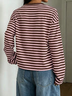 Full Size Casual Long-sleeve Striped Crew Neck T-shirt Plus (12)