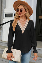 V-neck Flounce Sleeve T-shirt (8)