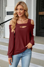 Cold Shoulder Square Neck Cutout Blouse (16)