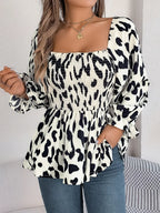 Square Neck Flounce Sleeve Blouse (10)