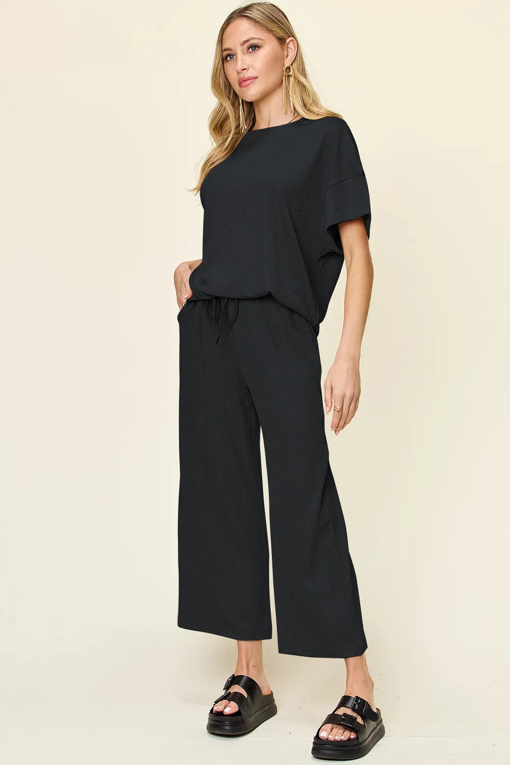Round Neck Short Sleeve Wide Leg Pants (19)