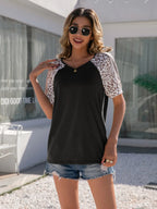 Leopard Round Neck Short Sleeve T-shirt (3)