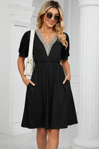 V-neck Puff Sleeve Dress (18)