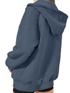 Drawstring Zip Up Dropped Shoulder Hoodie (5)
