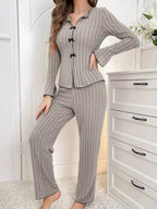 Contrast Bow Detail Top Pants Lounge Set (8)