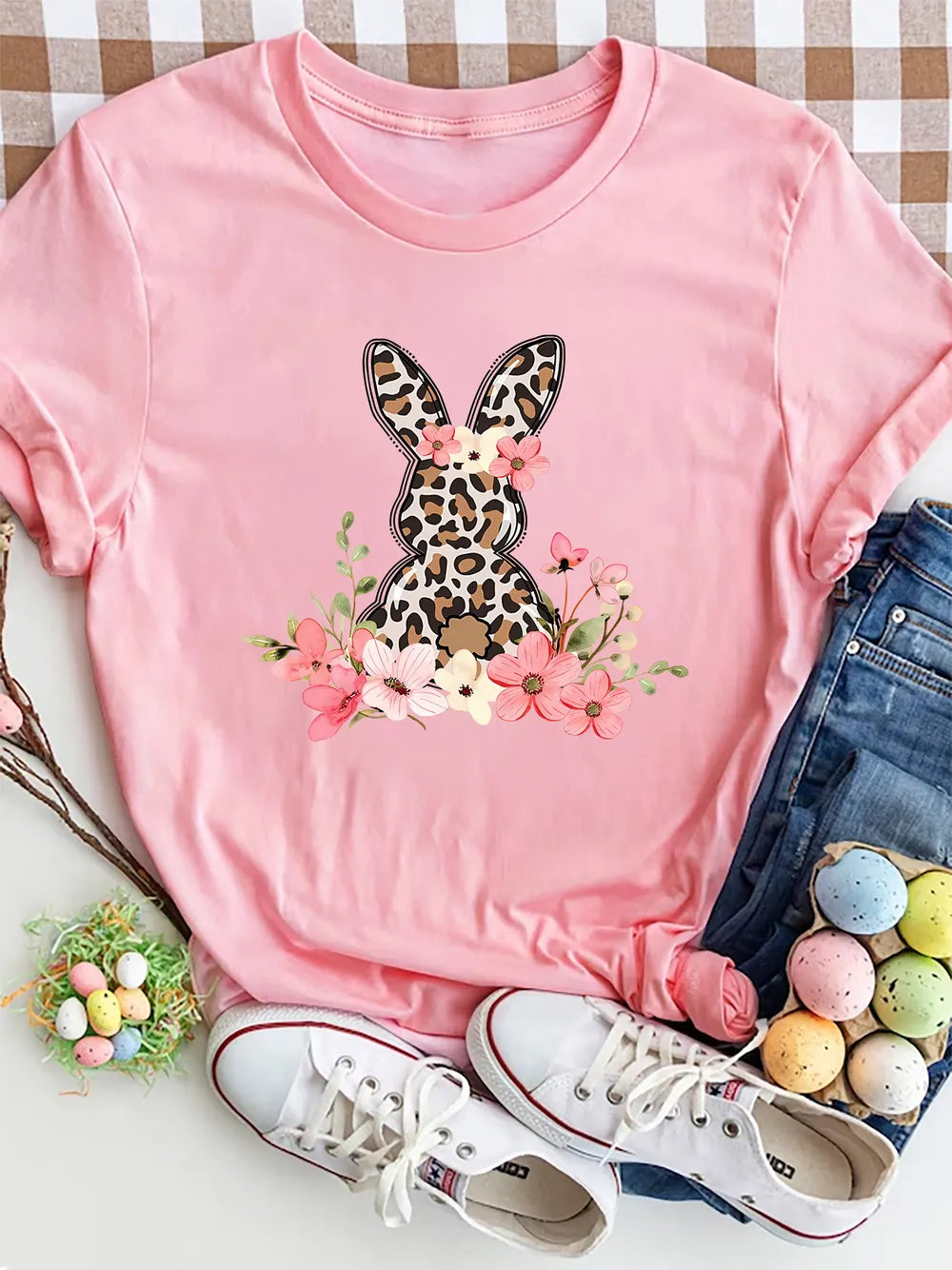Rabbit Round Neck Short Sleeve T-shirt (4)