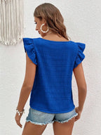 Ruffled Square Neck Cap Sleeve Blouse (15)