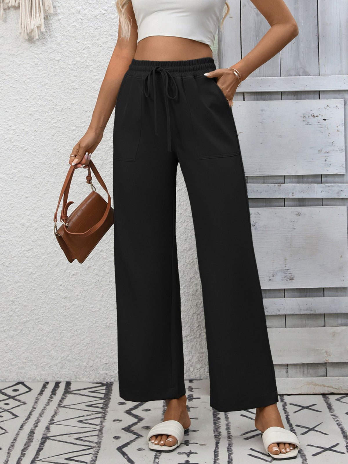 Casual Drawstring Wide Leg Pants (5)