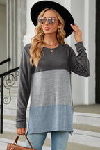 Block Round Neck Long Sleeve T-shirt (14)