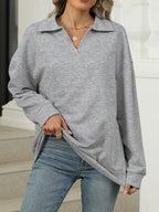Johnny Collar Drop Shoulder Long Sleeve Sweatshirt (5)