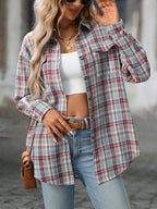 Plaid Button-down Oversized Shirt (3)