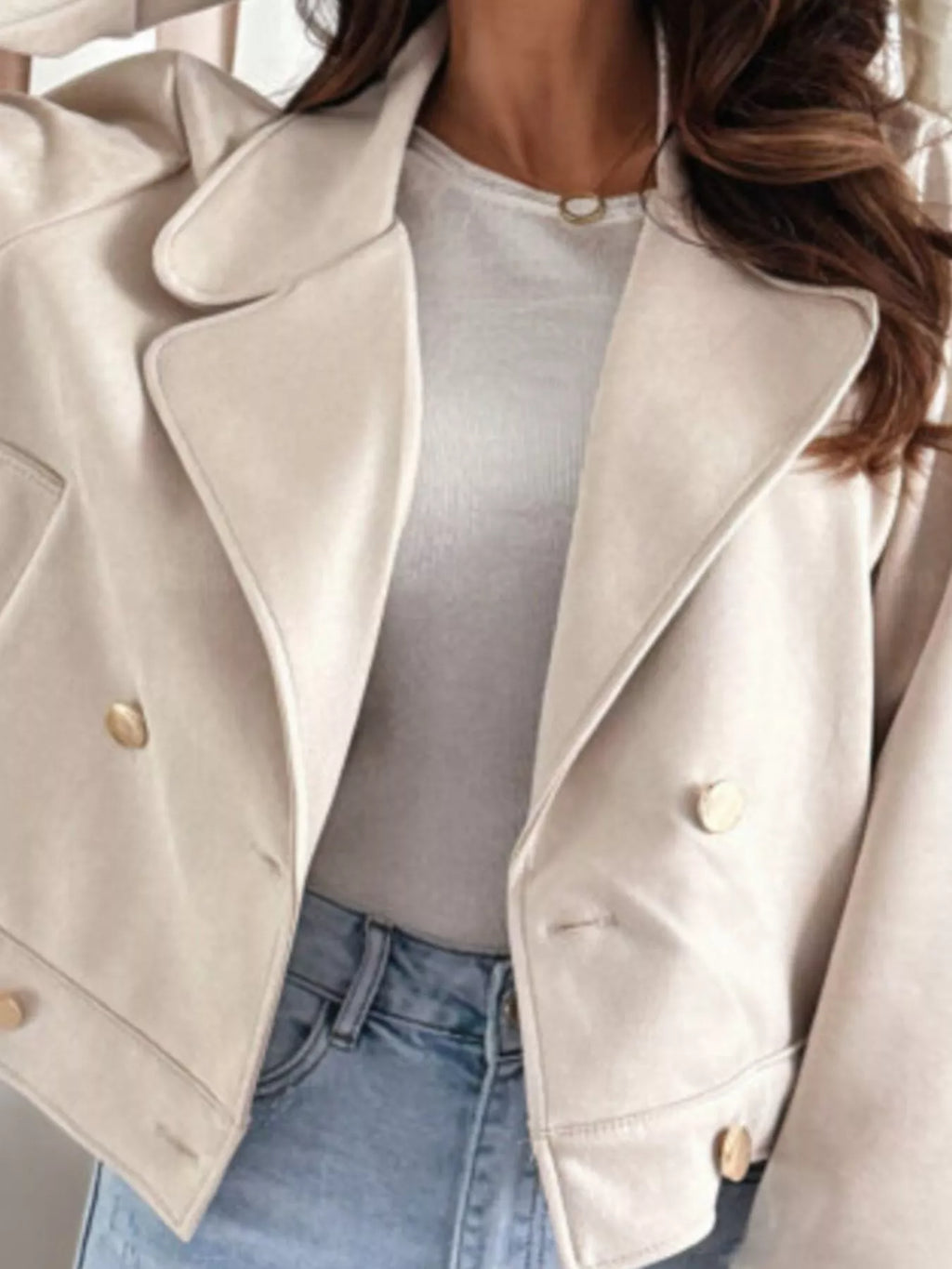 Double-breasted Lapel Collar Jacket (3)